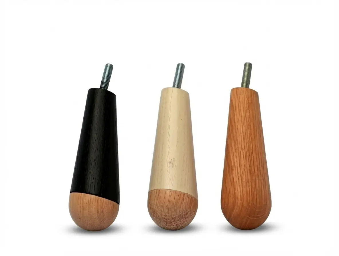 Natural wooden bedside table legs made of oak